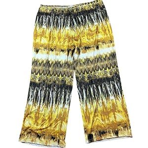 ONQUE WOMAN: Yellow Tribal Palazzo Wide Leg Pants -Size 3X